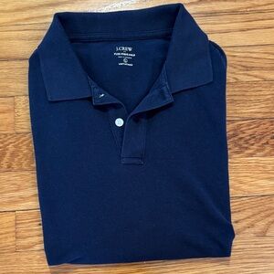 J. Crew Men's Flex Pique Navy Blue Polo Shirt - Large, Untucked